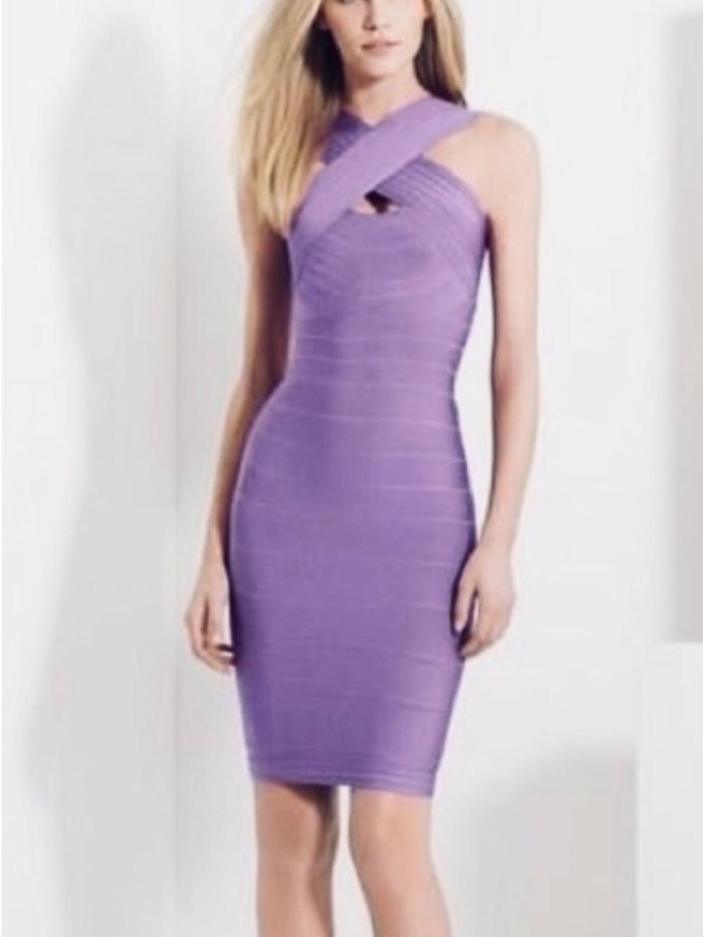 Marciano guess-Lavender Cross-Front Sleeveless Women's bandage dress